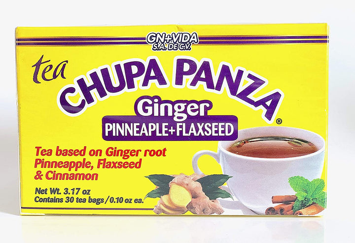 CHUPA Panza Tea, Based on GINGER Root, PINNEAPPLE, Flaxseed & Cinnamon (30 Tea Bags/0.10 oz Each)